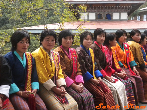Bhutanese women wearing national dress