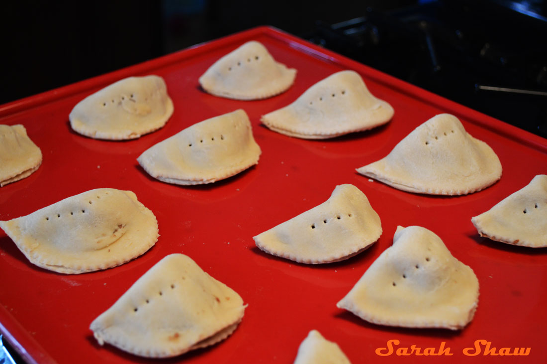 Pierce pastry dough so steam can escape during baking for these Gazelles Horns cookies from Morocco