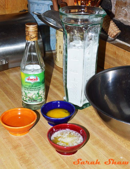 Pastry ingredients for Gazelles' Horns Moroccan Cookies