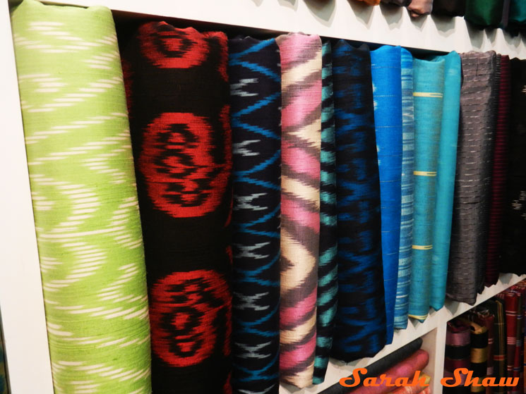 Brigt ikat silks at Indigo House, Bangkok, Thailand