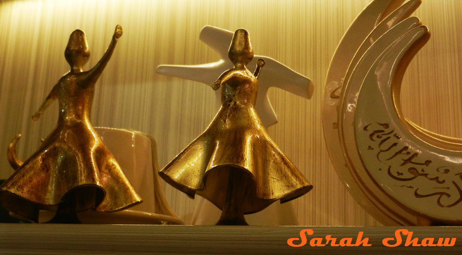 Ceramic Dervishes in Gold at the Spice Bazaar, Istanbul, Turkey