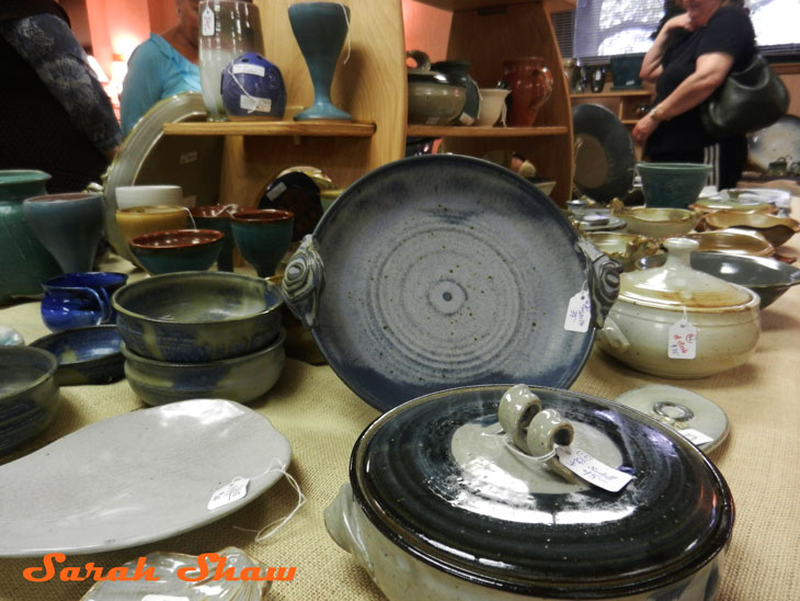 Ceramic items offered at the Greater Lansing Potters Guild sale
