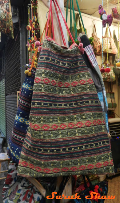 Hill tribe bag on display in Bangkok's Chatuchak Weekend Market