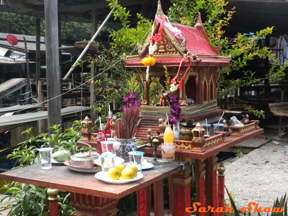 Spirit House at the Floating Market near Bangkok, Thailand