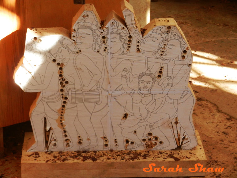 Rouch cut of an Apsara Scultpure at Artisans Angkor