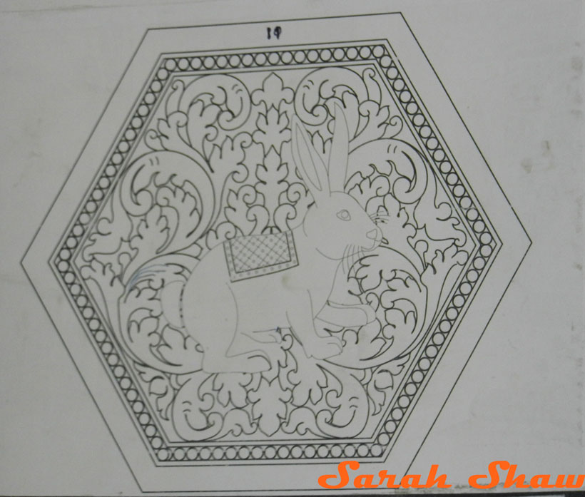 Rabbit pattern for an embossed box at Artisans Angkor