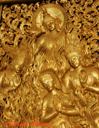 Gilded panel at a temple in Luang Prabang, Laos