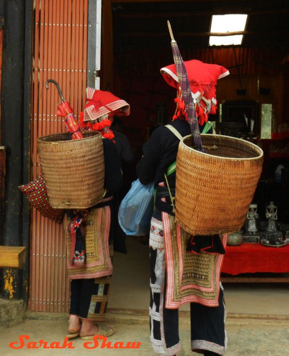 Black Hmong women woven backpacks 