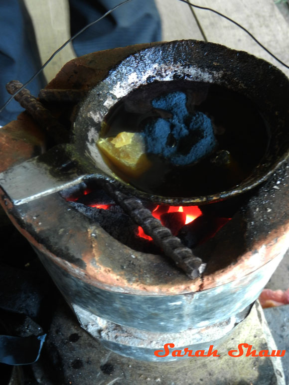 Indigo and beeswax for batik Luang Prabang, Laos