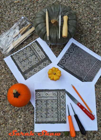 Mudcloth patterns with carving tools