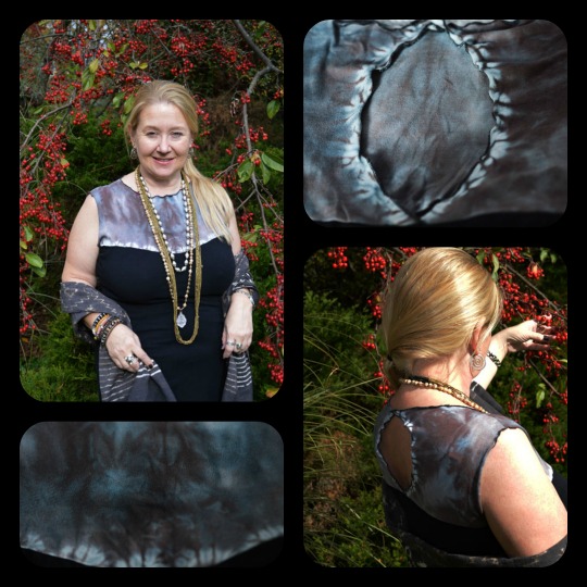 Shibori Black Dress with Keyhole Back