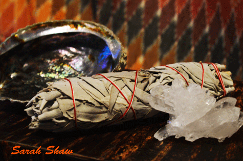 Smudge Stick with Crystals and Shell