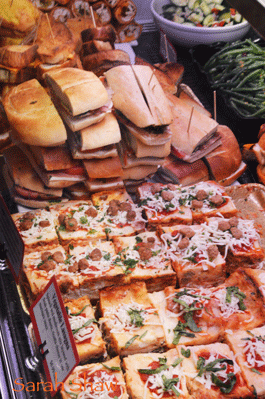 Lasagna for sale in a shop at the North Market