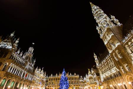 Christmas lights at the Grote Markt in Brussels
