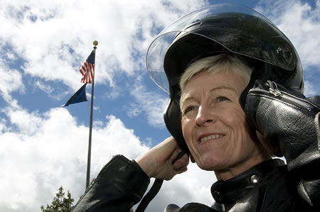Woman in Helmet