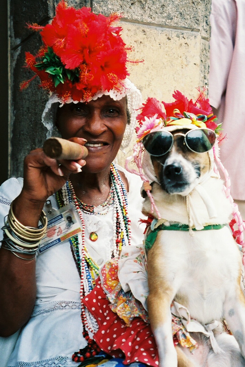 Cuban Woman and Dog