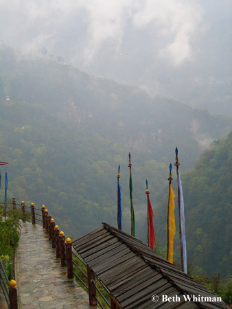 Trongsa View with Prayer Flags