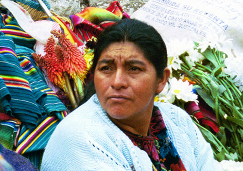 Woman in flower market