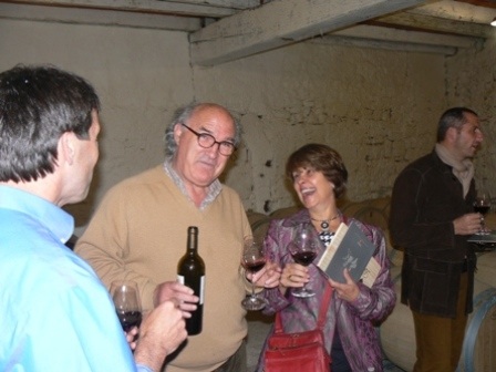 Michel Gracia and Wendy winetasting