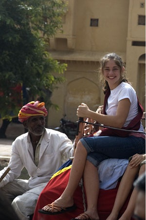 Sarah Riding an Elephant