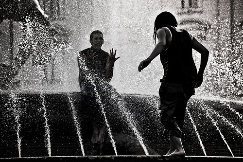 playing at fountain