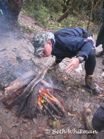 Eastern Bhutan trek - Making a fire