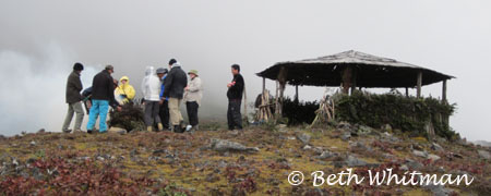 Lunch at the pass on Merak & Sakten trek in Eastern Bhutan