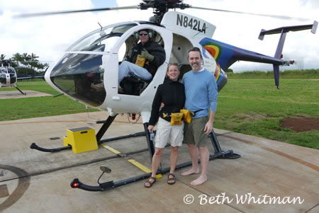 Beth Whitman and Jon with helicopter