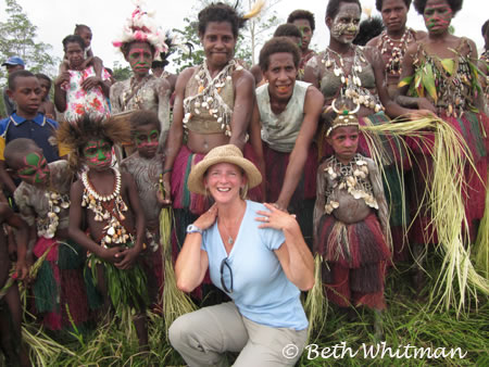 Beth with Villagers in Papua New Guinea