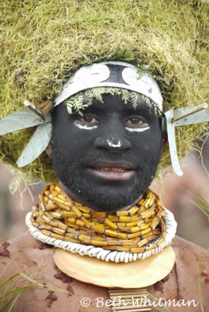 Enga Show Woman with Moss in Papua New Guinea