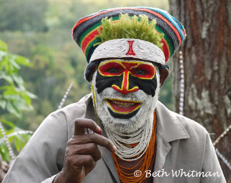 Hagen Man with Paintbrush in Papua New Guinea
