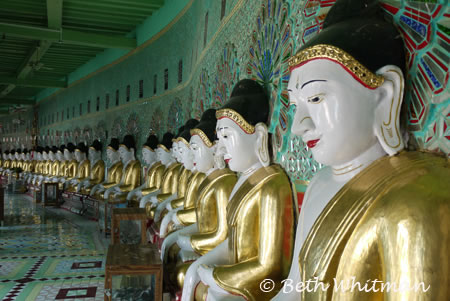 Pagoda with Buddhas in Mandalay Burma