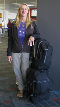 Beth Whitman at Airport with carry-on