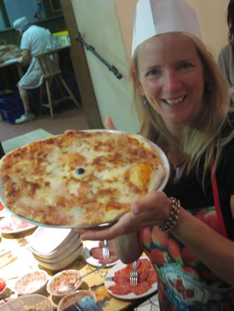 Beth with Pizza in Rome