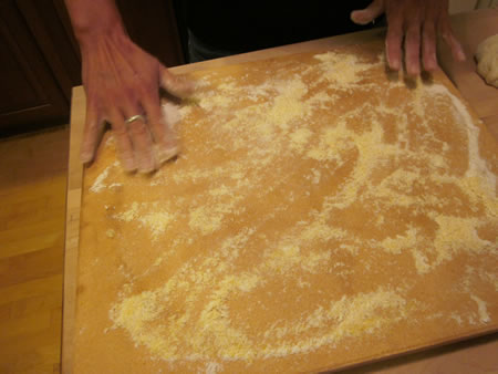 Pizza stone with Cornmeal
