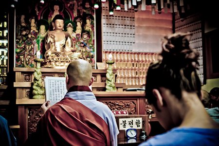 Bowing in Temple