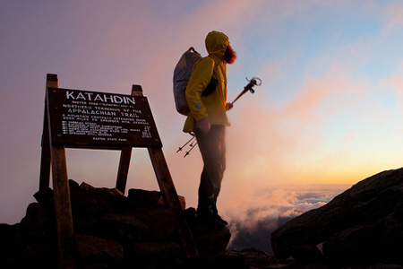 Hiker at Katahdin