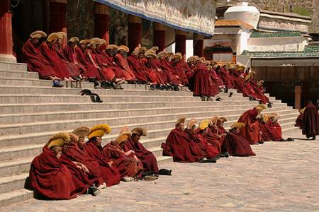 Monks at Labrang Lamasery