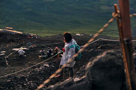 Woman Descending Mt Fuji