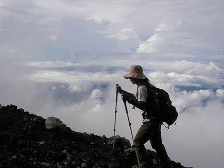 Woman on Mt Fuji