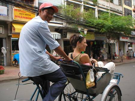 Vietnam Tourist on Cyclo Ride