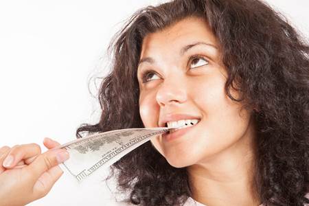 Girl Biting Money