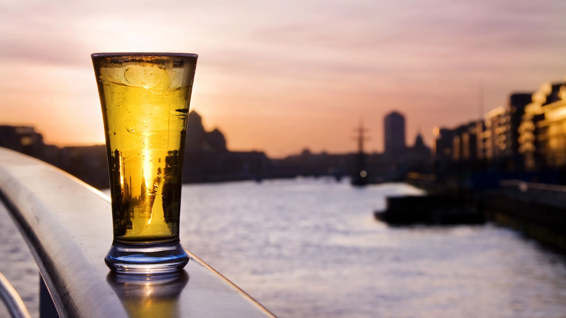 Beer over Dublin skyline