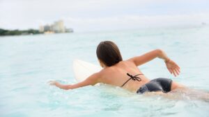 Girl on surfboard