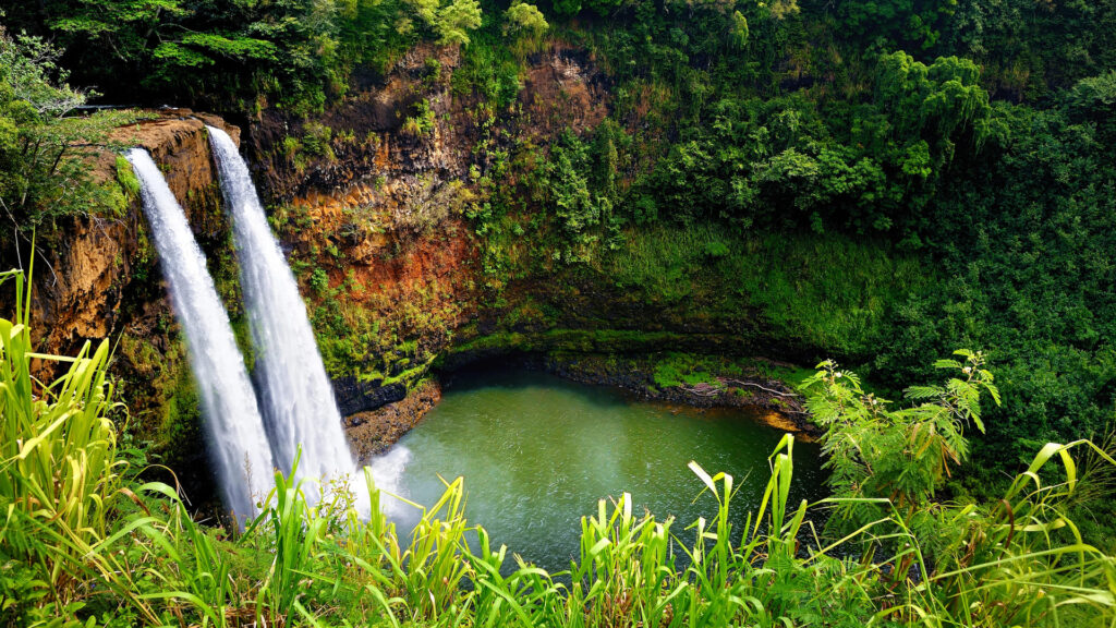 Twin Wailua Waterfalls Kauai