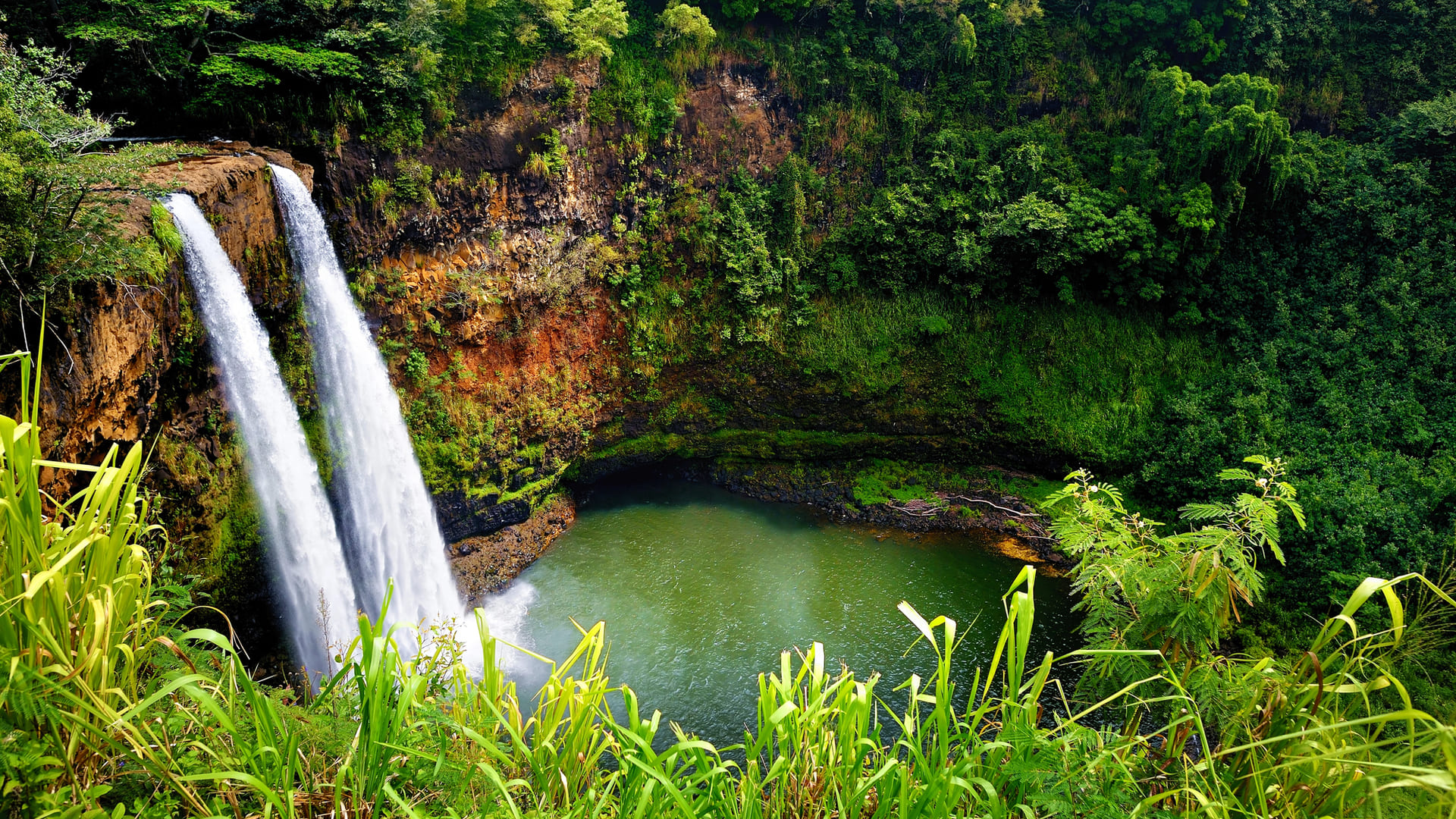 Twin Wailua Waterfalls Kauai