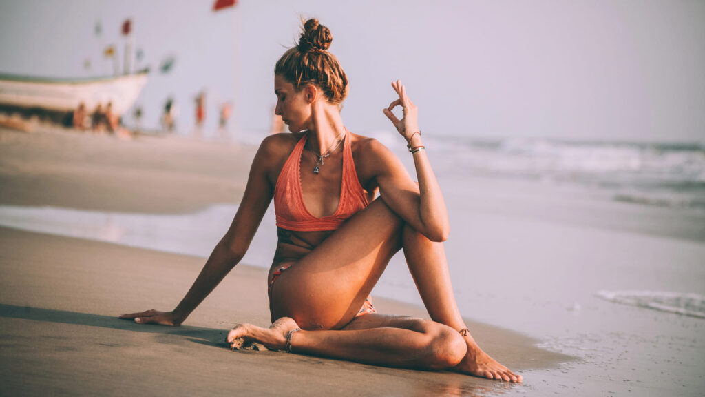 Yoga on beach at Goa