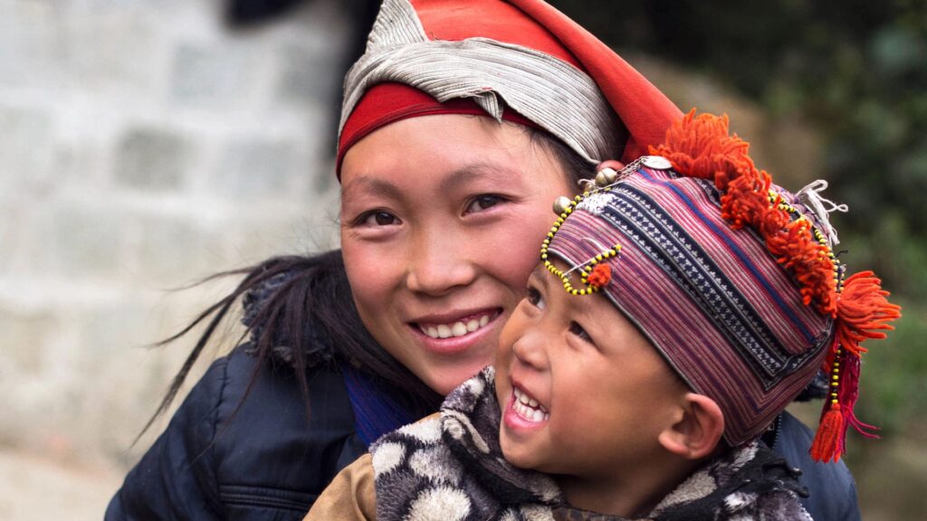 Hmong woman and child