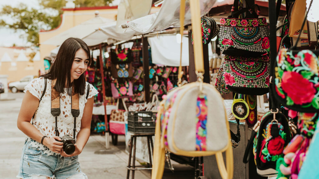 Tourist in Mexican market